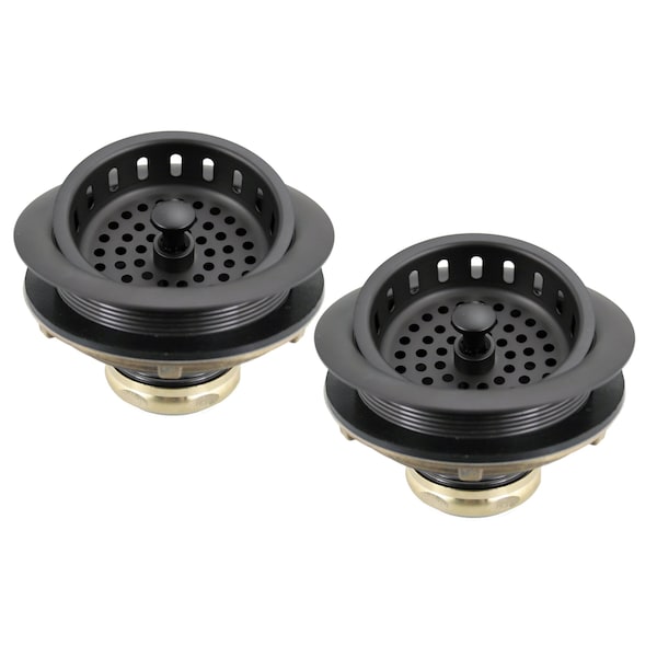 Westbrass 3-1/2" Post Style Kitchen Sink Basket Strainer, Oil Rubbed Bronze (2-Pack) D2145-12 - main